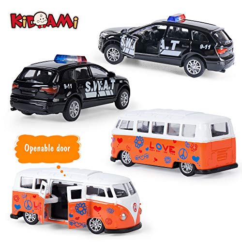 KIDAMI Die-cast Metal Toy Cars Set of 5, Openable Doors, Pull Back Car, Gift Pack for Kids (Official Car)