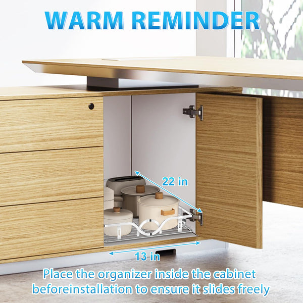 Tksrn Pull Out Cabinet Organizer(12" W x 21" D),Cabinet Drawers Slide Out Shelves for Kitchen,Under Sink Organizer Storage for Cabinet in Home, Pantry, Bathroom（NEED 13" W and 22" D Cabinet）