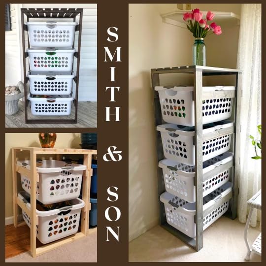 Laundry Basket Holder Storage Shelf (4 Tier, No Wheels, Wide)