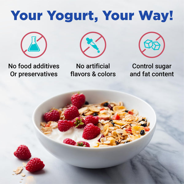 Ultimate Probiotic Yogurt Maker with Adjustable Time & Temp Control - Make Trillions of Live Probiotics with Two 1-Quart Containers for Larger Batches - Greek Yogurt Maker - ULTIMATE LIFETIME WARRANTY