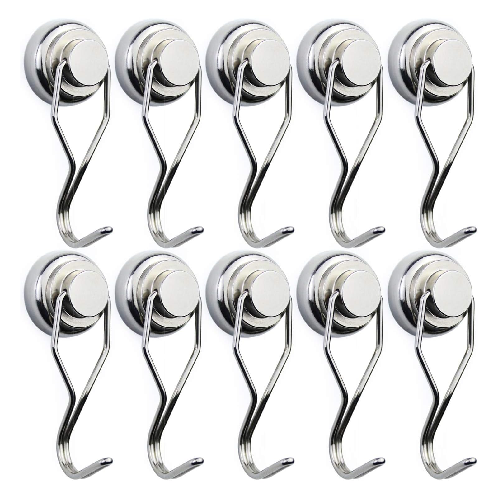 E BAVITE Swivel Swing Magnetic Hooks 60LB,10 Pack Strong Neodymium Magnet Hook for Magnets Surfaces 67.5mm(2.66in)