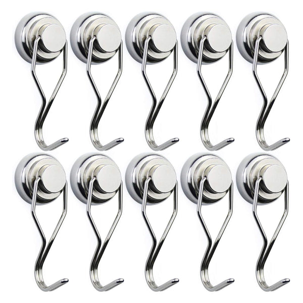 E BAVITE Swivel Swing Magnetic Hooks 60LB,10 Pack Strong Neodymium Magnet Hook for Magnets Surfaces 67.5mm(2.66in)