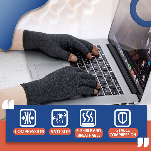 DRNAIETY 2 Pairs Compression Gloves for Hand Arthritis, Rheumatoid, Osteoarthritis, Carpal Tunnel Pain for Women & Men, Anti-Slip Glue dot Gloves for Work