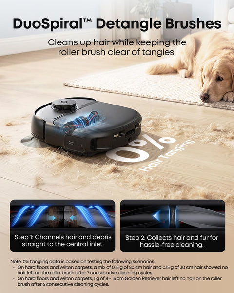 eufy C28 Robot Vacuum and Mop for Pet Hair, 15,000 Pa Suction, HydroJet™ Self-Cleaning Roller Mop with 540RPM, Zero-Tangle Design, Auto Mop Washing&Drying, Self-Emptying&Refilling
