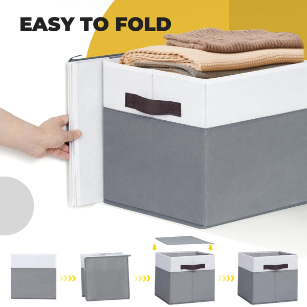 Criusia Fabric Storage Cubes - 13 Inch Large Storage Bins 4 Pack - Clothes Organizer Bins for Closet, Shelves, Cube Organizer/Cubby Collapsible Storage Baskets for Organizing Toys Blanket