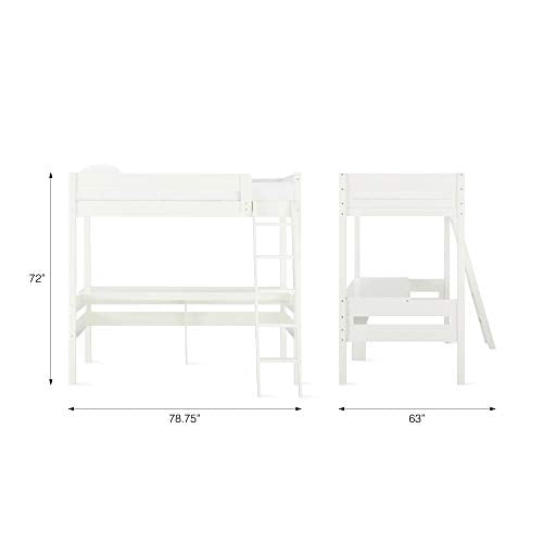 Dorel Living Harlan Wood Loft Bed with Ladder and Guard Rail - Twin (White)