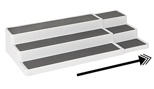 Homeries Expandable 3-Tier Spice Rack Modern Design Waterproof and Non Skid Shelf Kitchen Organizer for Pantry Cabinet or Countertop Use