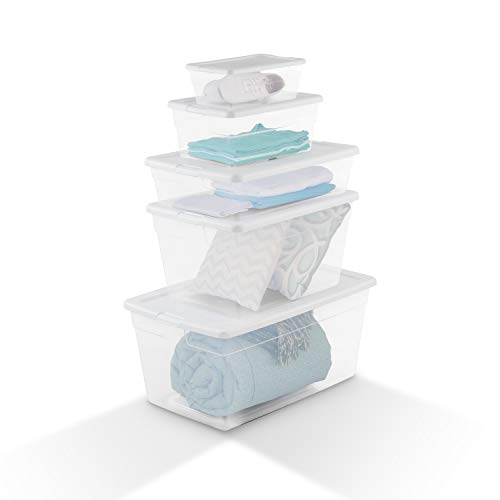 Sterilite 16428012 6 Quart/5.7 Liter Storage Box, White Lid with Clear Base (Pack of 12)