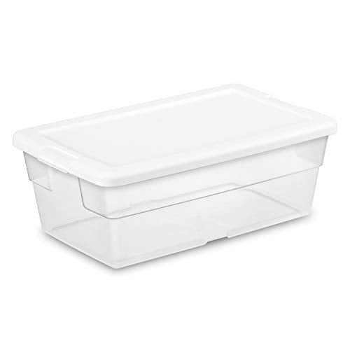 Sterilite 16428012 6 Quart/5.7 Liter Storage Box, White Lid with Clear Base (Pack of 12)
