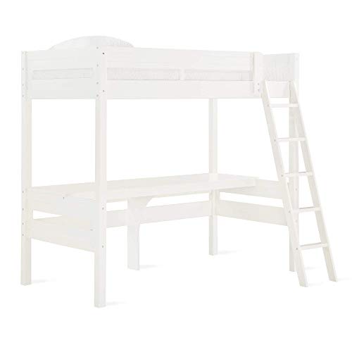 Dorel Living Harlan Wood Loft Bed with Ladder and Guard Rail - Twin (White)