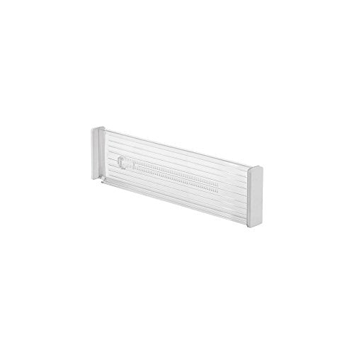 iDesign Linus Plastic Adjustable Deep In Drawer Dividers for Storage, Organization, Utensils, Kitchen, Dresser, Desk, Bathroom Drawers, Set of 2, Includes 4 Pieces, Clear