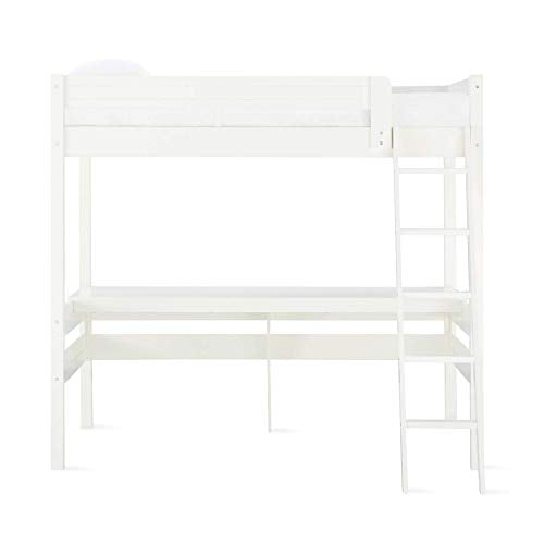 Dorel Living Harlan Wood Loft Bed with Ladder and Guard Rail - Twin (White)