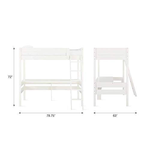 Dorel Living Harlan Wood Loft Bed with Ladder and Guard Rail - Twin (White)