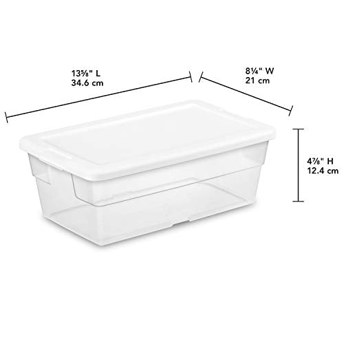 Sterilite 16428012 6 Quart/5.7 Liter Storage Box, White Lid with Clear Base (Pack of 12)