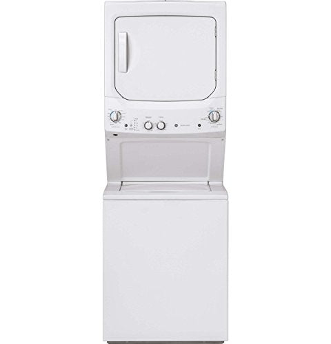 GE GUD27ESSMWW Unitized Spacemaker 3.8 Washer with Stainless Steel Basket and 5.9 Cu. Ft. Capacity Electric Dryer, White