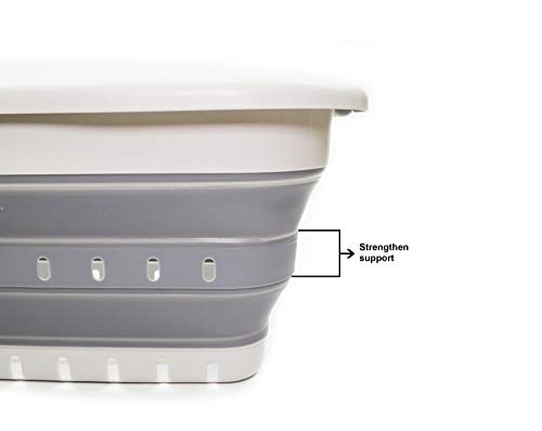 SAMMART 41L (10.8 gallon)Set of 2 Collapsible 3 Handled Plastic Laundry Basket-Foldable Pop Up Storage Container/Organizer-Space Saving Hamper/Basket (2, Grey/Dark Grey)
