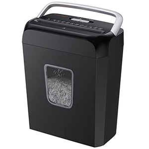 bonsaii Paper Shredder for Home Use, 6-Sheet Crosscut Paper and Credit Card Shredder for Home Office, Home Shredder with Handle for Document, Mail, Staple, Clip-3.4 Gal Wastebasket(C237-B)