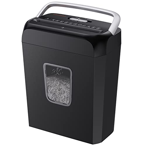 bonsaii Paper Shredder for Home Use, 6-Sheet Crosscut Paper and Credit Card Shredder for Home Office, Home Shredder with Handle for Document, Mail, Staple, Clip-3.4 Gal Wastebasket(C237-B)