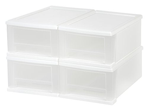 IRIS USA Plastic Organizers and Storage with Drawer, Black