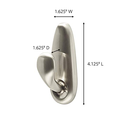 Command Large Forever Classic Metal Hook, Brushed Nickel, 2-Hooks, 4-Strips, Decorate Damage-Free