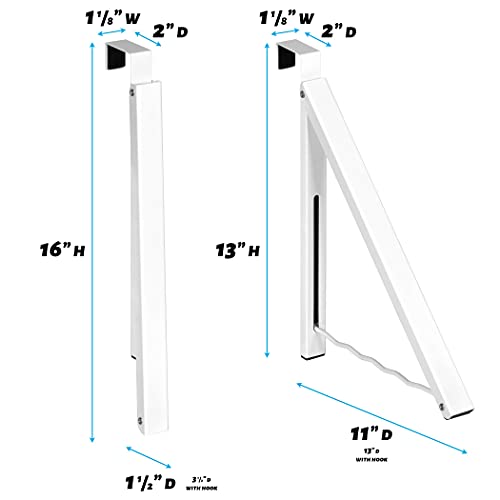 Over The Door Closet Valet - Single Hook Retractable Collapsible Folding Hanging Rack Organizer Perfect for Clothes & Towels Ideal for Bathrooms, Dorm Rooms Etc. - White (Includes one Hook)