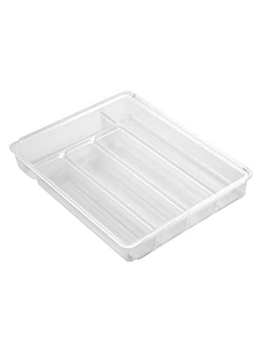 iDesign Linus Expandable Kitchen Drawer Organizer for Silverware, Spatulas, Gadgets - Clear