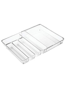 iDesign Linus Expandable Kitchen Drawer Organizer for Silverware, Spatulas, Gadgets - Clear