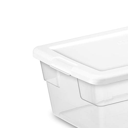Sterilite 16428012 6 Quart/5.7 Liter Storage Box, White Lid with Clear Base (Pack of 12)