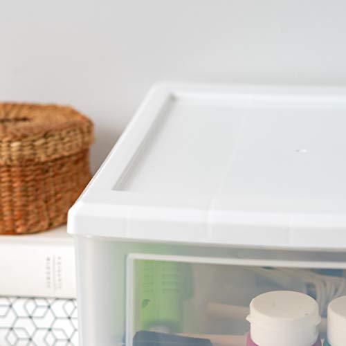 IRIS USA SD-22 Plastic Stacking Drawer, 4-Pack Storage Organizer Unit, 7-Quart, White, 4 Count