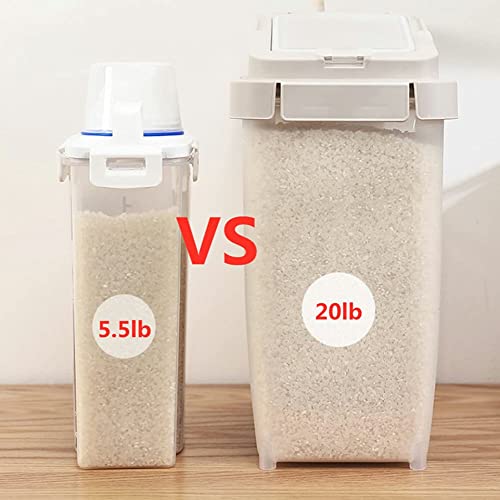 20Lb Airtight Rice Storage Container with Wheels, Dry Food Cereal Flour Storage Bin Sealed 12Lb Cat Dog Pet Food Tank Organizer Coffee (brown)