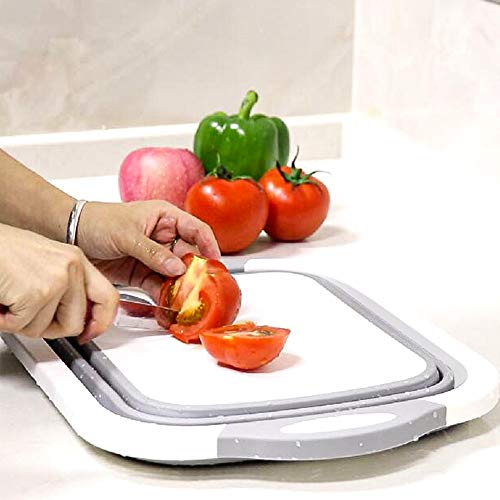 QiMH Collapsible Cutting Board - Foldable Multi-function Dish Tub - Washing and Draining Veggies Fruits Food Grade Sink Storage Basket(8.5 Quart) - New Kitchen and Camping Essentials
