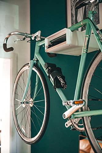 Stike STIKE Bike Rack Shelf €“ Multifunctional Wall-Mounted Bike Hanger with Shelf €“ Premium Bamboo and Aluminum Wall Mount Shelf Bike Stand €“ Japanese Minimalist Display Shelf for Bicycles (White)