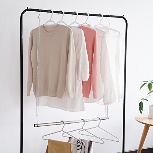 STORAGE MANIAC 2-Pack Hanging Closet Rod, Adjustable Width and Height, Space-Saving Clothes Hanging Bar, Chrome
