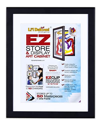 Li'l DAVINCI Art Frames: front-opening, EZ Store wooden frames that allow you to hold up to 50 items in each! (Black, 8.5 x 11)