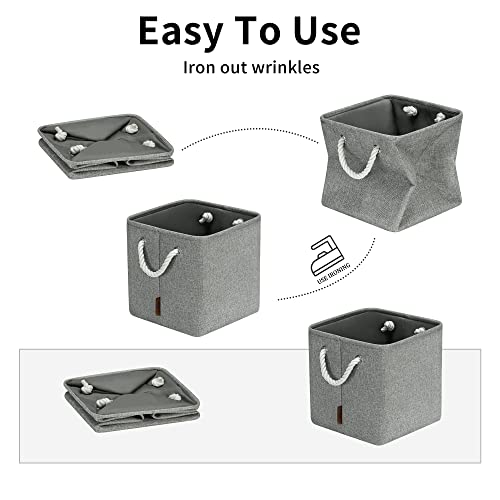 KITCSTI Basket, Rectangular Storage Baskets for Organizing, Fabric Folding Storage Bin for Closet, Toys, Clothes, Home, Office (Grey, 11x11x11 Inches, Pack of 3)