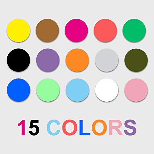 Pack of 2400 3/4" Round Color Coding Circle Dot Sticker Labels - 15 Assorted Colors, Zipper File Bag Included for Easy Storage