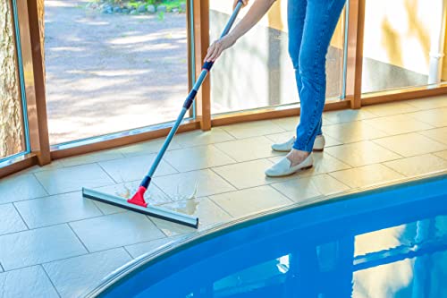 DSV Standard Professional Floor Squeegee for Concrete Floor, 24" Large Heavy Duty Squeegee for Floor, Squeegee Broom for Floor with Telescopic Handle 30”–57” for Tiles, Garage, Deck, Bathroom, Window