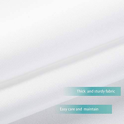 Water-Repellent Fabric Shower Curtain or Liner with 9 Handy Mesh Pockets, Premium Thick Cloth & Opaque, Washable, 71 x 72 inches, Rust Proof Grommets, White
