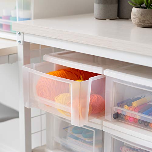 IRIS USA SD-22 Plastic Stacking Drawer, 4-Pack Storage Organizer Unit, 7-Quart, White, 4 Count