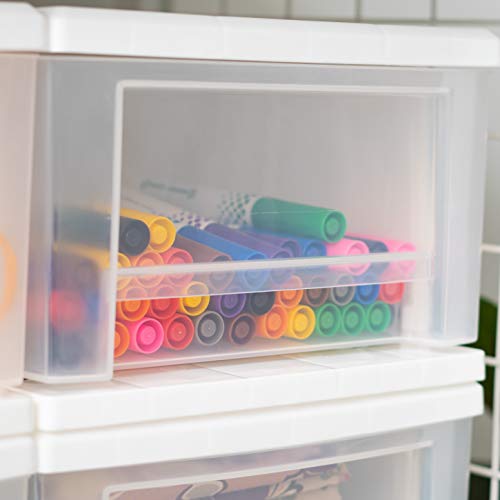 IRIS USA SD-22 Plastic Stacking Drawer, 4-Pack Storage Organizer Unit, 7-Quart, White, 4 Count
