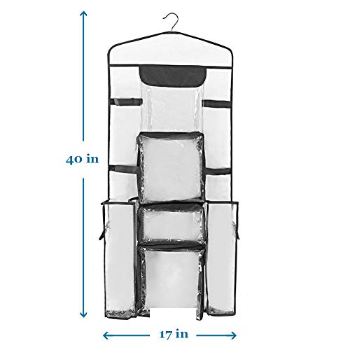 ProPik Hanging Double-Sided Gift Wrap Organizer, Wrapping Paper Storage with Multiple Front and Back Pockets, Organize Your Gift Bags Bows Ribbons 40”X17 Fits 40 Inch Rolls (Black)