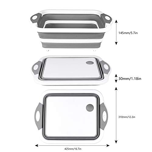 QiMH Collapsible Cutting Board - Foldable Multi-function Dish Tub - Washing and Draining Veggies Fruits Food Grade Sink Storage Basket(8.5 Quart) - New Kitchen and Camping Essentials