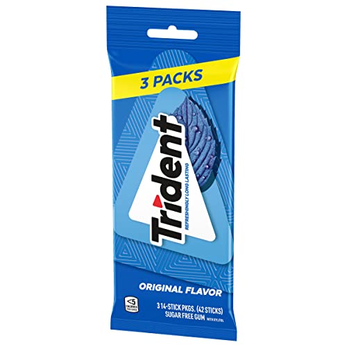 Trident Original Flavor Sugar Free Gum, 3 Packs of 14 Pieces (42 Total Pieces)