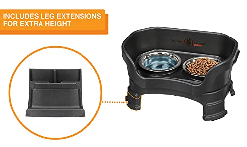 Neater Pet Brands Neater Feeder Deluxe for Cats with Leg Extensions - Elevated Food & Water Bowls - Mess-Free Raised Feeder, Midnight Black