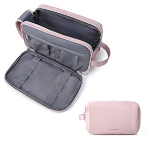 Toiletry Bag for Women, BAGSMART Travel Toiletry Organizer Dopp Kit Water-resistant Shaving Bag for Toiletries Accessories, Pink