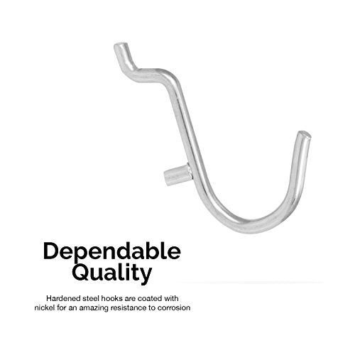 Wall Control 30-P-3232GV Galvanized Steel Pegboard Pack & Hiltex 53106 Pegboard Hooks Organizer Accessories Set, 50 Piece | Chrome Plated Assortment
