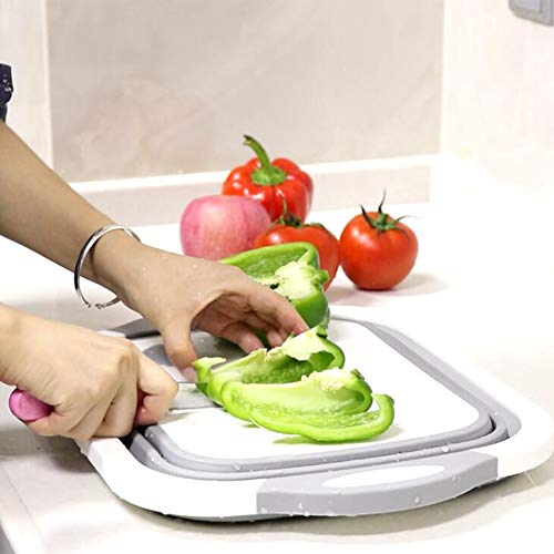 QiMH Collapsible Cutting Board - Foldable Multi-function Dish Tub - Washing and Draining Veggies Fruits Food Grade Sink Storage Basket(8.5 Quart) - New Kitchen and Camping Essentials