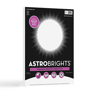 Astrobrights/Neenah Bright White Cardstock, 8.5" x 11", 65 lb/176 gsm, White, 75 Sheets (90905-02) - Packaging May Vary
