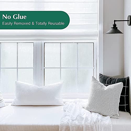 Privacy Window Film No Glue Frosted Glass Sticker for Home Office Static Anti-UV Window Paper Decorative Window Covering for Bathroom (Silver Silk, 17.5" x 78.7")