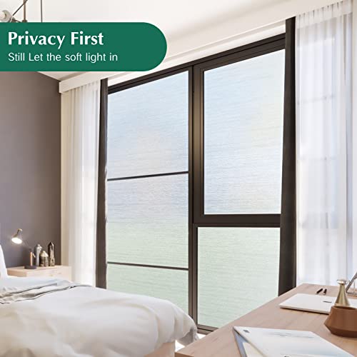 Privacy Window Film No Glue Frosted Glass Sticker for Home Office Static Anti-UV Window Paper Decorative Window Covering for Bathroom (Silver Silk, 17.5" x 78.7")